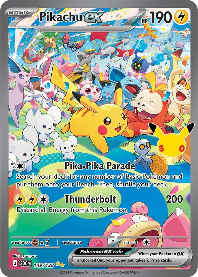 Image for Pikachu ex (ME: 30th Celebration) (149/128) (30C) - Pokemon