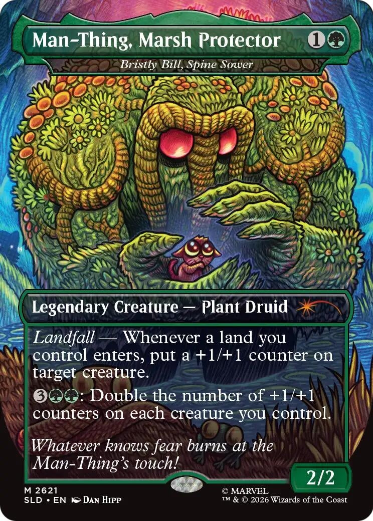Image for Man-Thing, Marsh Protector - Bristly Bill, Spine Sower (Secret Lair Drop Series) (2621) (SLD) - Magic: The Gathering