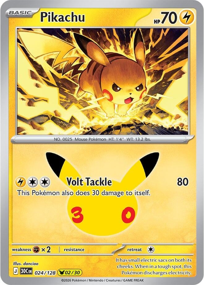 Image for Pikachu (ME: 30th Celebration) (024/128) (30C) - Pokemon