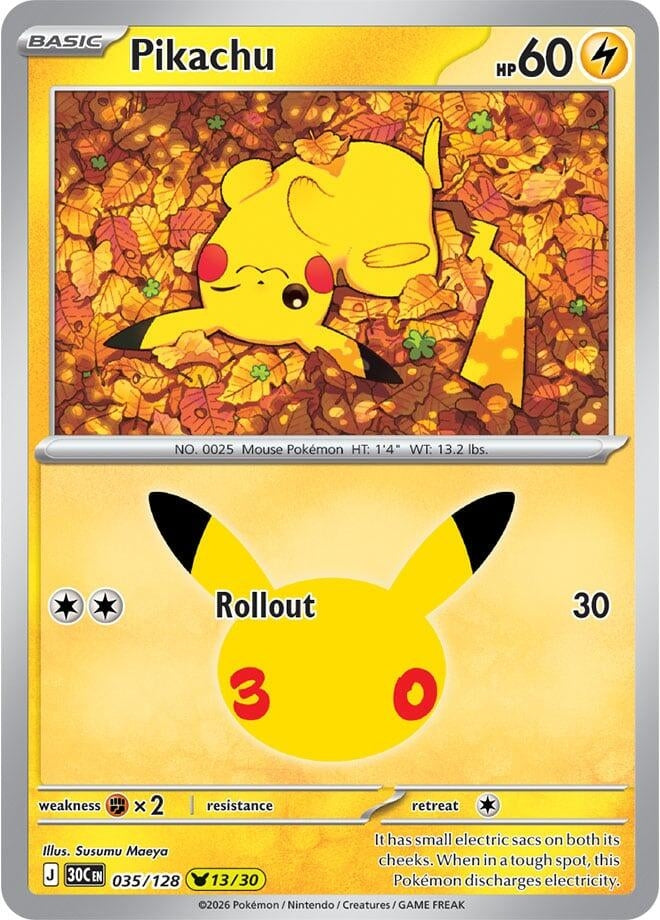 Image for Pikachu (ME: 30th Celebration) (035/128) (30C) - Pokemon