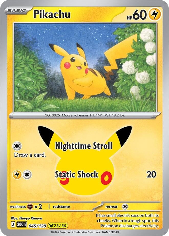 Image for Pikachu (ME: 30th Celebration) (045/128) (30C) - Pokemon