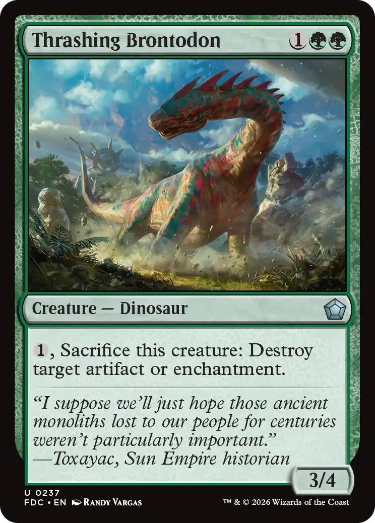 Image for Thrashing Brontodon (Commander: Foundations) (237) (FDC) - Magic: The Gathering