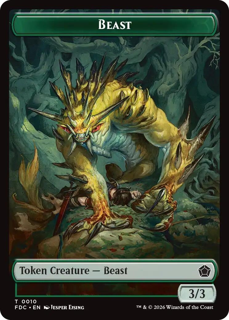 Image for Beast // Phyrexian Beast Double-Sided Token (Commander: Foundations) (10 // 11) (FDC) - Magic: The Gathering