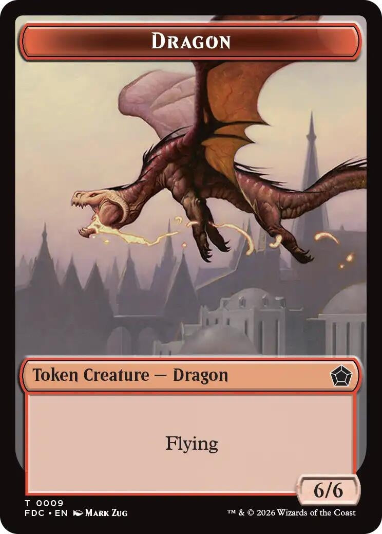 Image for Dragon (0009) // Treasure Double-Sided Token (Commander: Foundations) (9 // 16) (FDC) - Magic: The Gathering