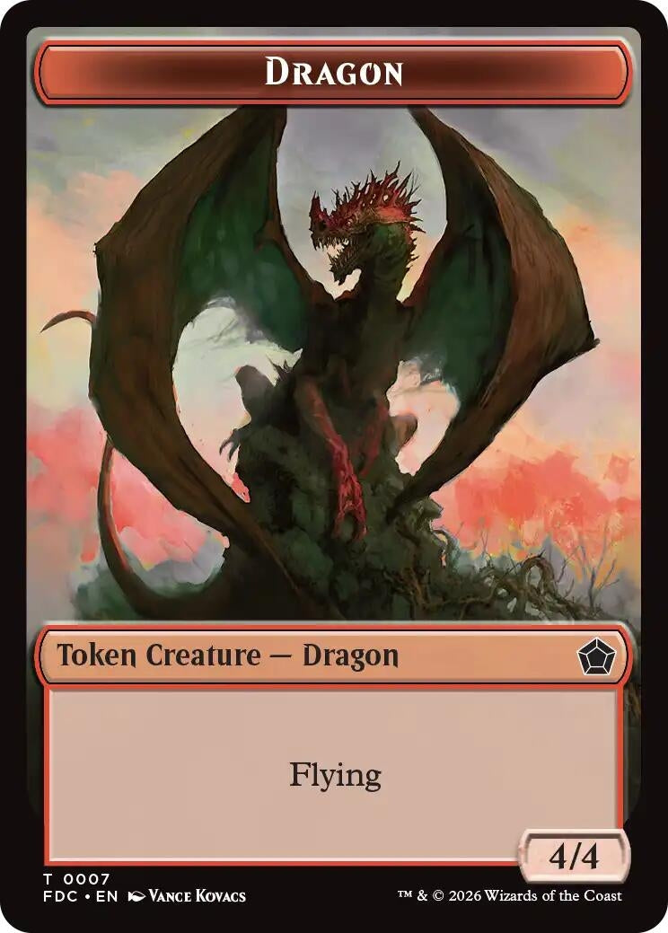 Image for Dragon (0007) // Treasure Double-Sided Token (Commander: Foundations) (7 // 16) (FDC) - Magic: The Gathering