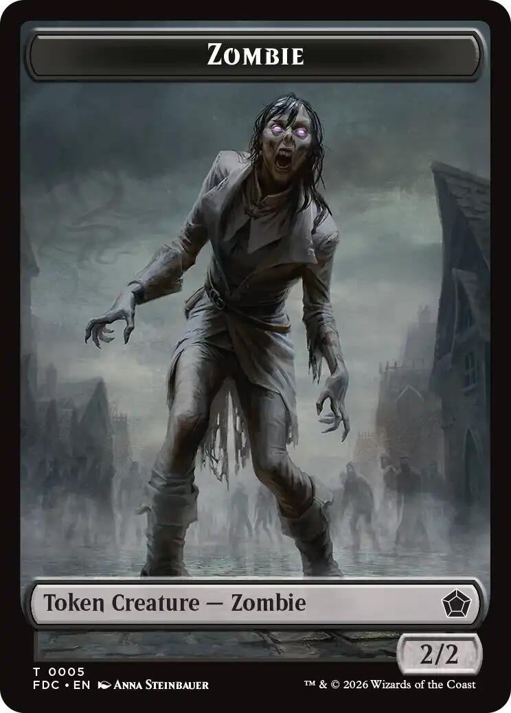 Image for Zombie // The Monarch Double-Sided Token (Commander: Foundations) (5 // 17) (FDC) - Magic: The Gathering