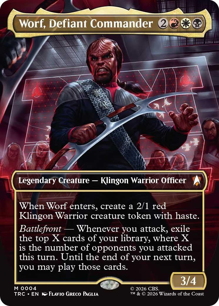 Image for Worf, Defiant Commander (Borderless) (Commander: Star Trek) (4) (TRC) - Magic: The Gathering