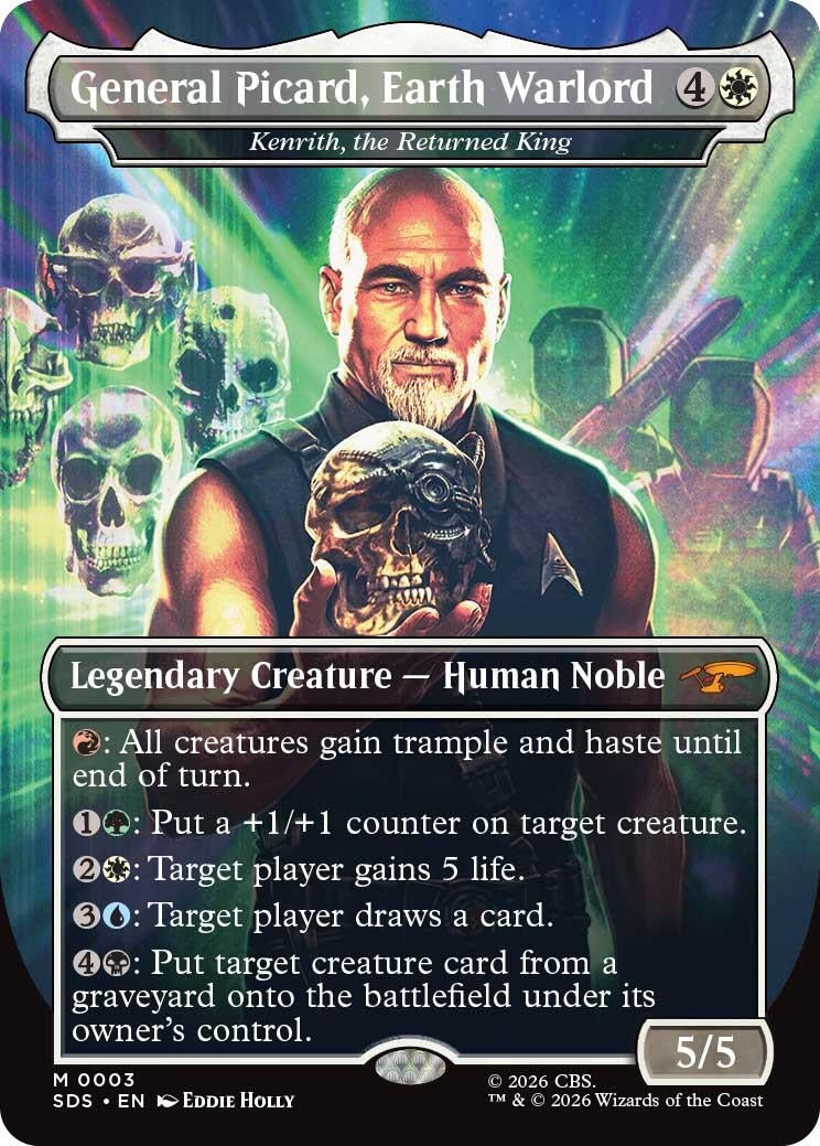 Image for General Picard, Earth Warlord - Kenrith, the Returned King (Borderless) (Star Trek: Stardates) (3) (SDS) - Magic: The Gathering