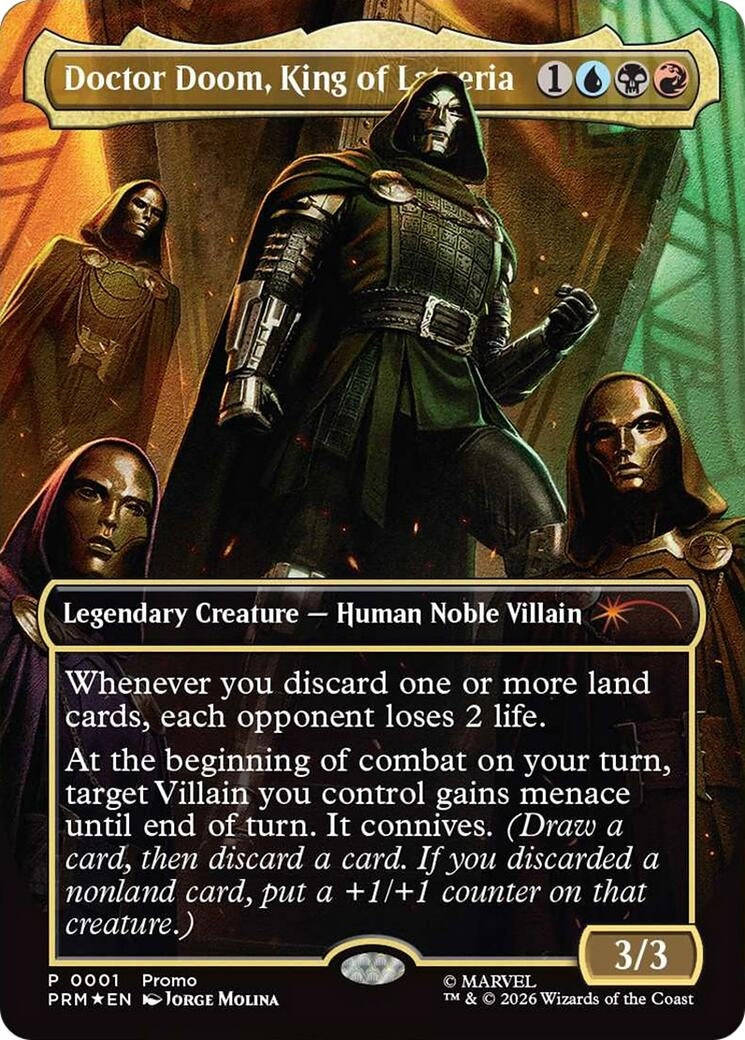 Image for Doctor Doom, King of Latveria (Borderless) (0001) (Unique and Miscellaneous Promos) (1) (UMP) - Magic: The Gathering