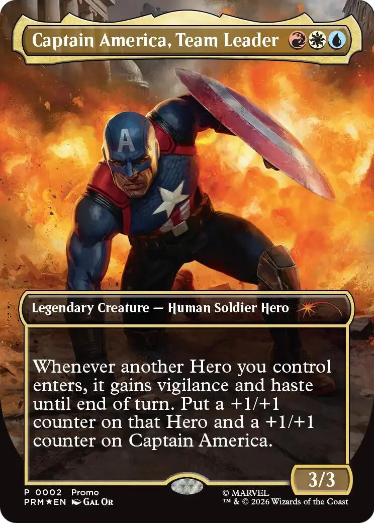 Image for Captain America, Team Leader (Borderless) (Unique and Miscellaneous Promos) (2) (UMP) - Magic: The Gathering