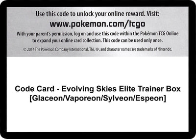 Code Card - Evolving Skies Elite Trainer Box [Glaceon/Vaporeon/Sylveon/Espeon] (SWSH07: Evolving Skies)