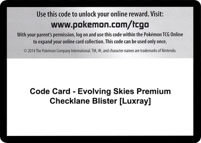 Code Card - Evolving Skies Premium Checklane Blister [Luxray] (SWSH07: Evolving Skies)