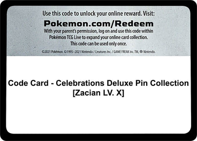 Code Card - Celebrations Deluxe Pin Collection [Zacian LV. X]