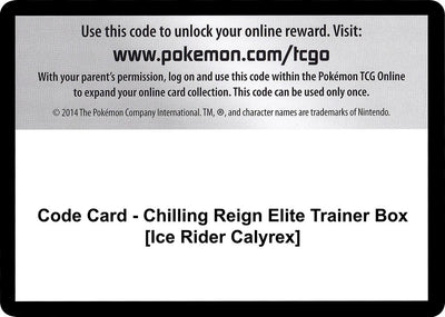 Code Card - Chilling Reign Elite Trainer Box [Ice Rider Calyrex] (SWSH06: Chilling Reign)