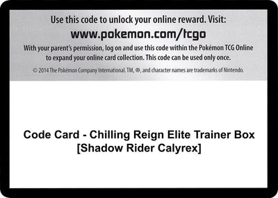 Code Card - Chilling Reign Elite Trainer Box [Shadow Rider Calyrex] (SWSH06: Chilling Reign)