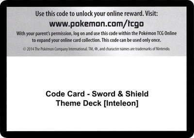 Code Card - Sword & Shield Theme Deck [Inteleon] (SWSH01: Sword & Shield Base Set)
