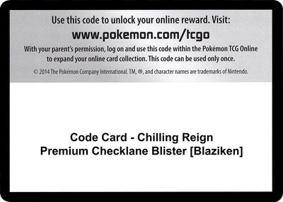 Code Card - Chilling Reign Premium Checklane Blister [Blaziken] (SWSH06: Chilling Reign)