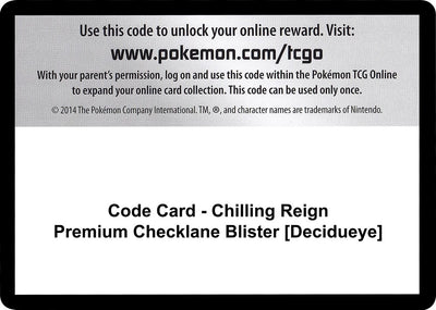 Code Card - Chilling Reign Premium Checklane Blister [Decidueye] (SWSH06: Chilling Reign)