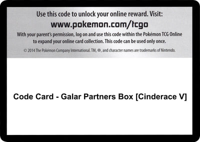 Code Card - Galar Partners Box [Cinderace V] (SWSH01: Sword & Shield Base Set)