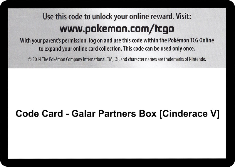 Image for Code Card - Galar Partners Box [Cinderace V] (SWSH01: Sword & Shield Base Set) - Pokemon