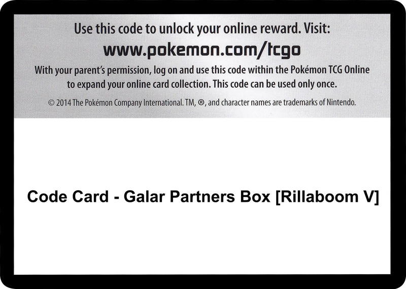 Image for Code Card - Galar Partners Box [Rillaboom V] (SWSH01: Sword & Shield Base Set) - Pokemon