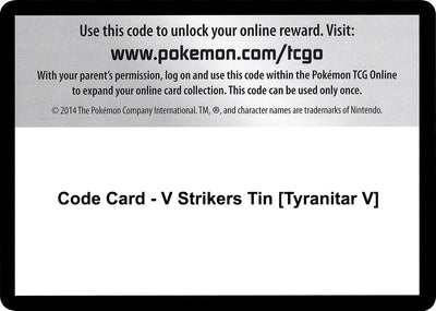 Code Card - V Strikers Tin [Tyranitar V] (SWSH05: Battle Styles)