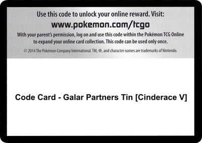 Code Card - Galar Partners Tin [Cinderace V] (SWSH01: Sword & Shield Base Set)