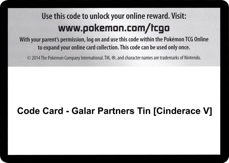 Image for Code Card - Galar Partners Tin [Cinderace V] (SWSH01: Sword & Shield Base Set) - Pokemon