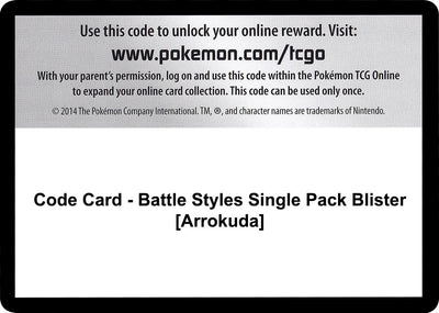 Code Card - Battle Styles Single Pack Blister [Arrokuda] (SWSH05: Battle Styles)