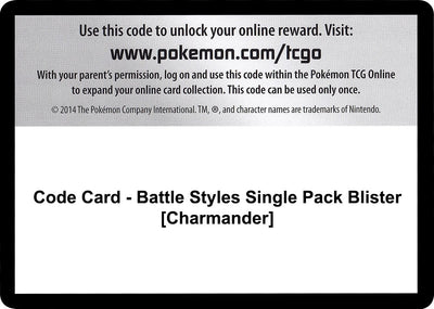 Code Card - Battle Styles Single Pack Blister [Charmander] (SWSH05: Battle Styles)