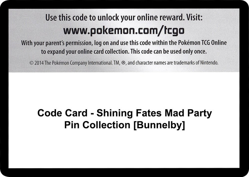 Image for Code Card - Shining Fates Mad Party Pin Collection [Bunnelby] (Shining Fates) - Pokemon