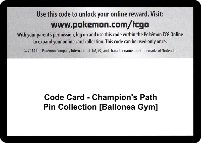 Image for Code Card - Champion's Path Pin Collection [Ballonea Gym] - Pokemon
