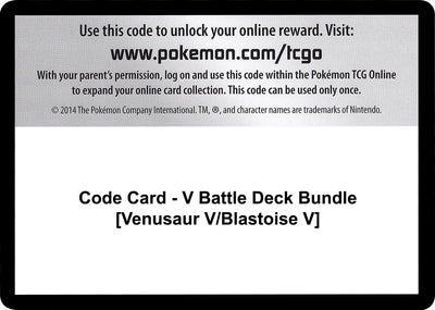 Code Card - V Battle Deck Bundle [Venusaur V/Blastoise V]