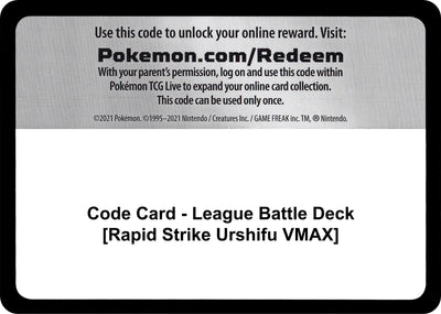 Code Card - League Battle Deck [Rapid Strike Urshifu VMAX]