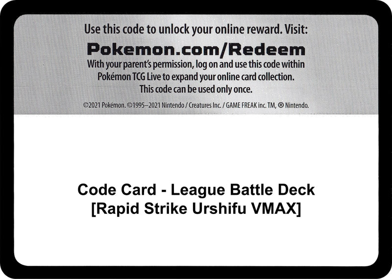 Image for Code Card - League Battle Deck [Rapid Strike Urshifu VMAX] - Pokemon