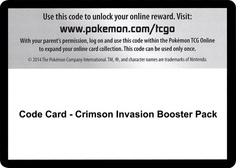Image for Code Card - Crimson Invasion Booster Pack (SM - Crimson Invasion) - Pokemon