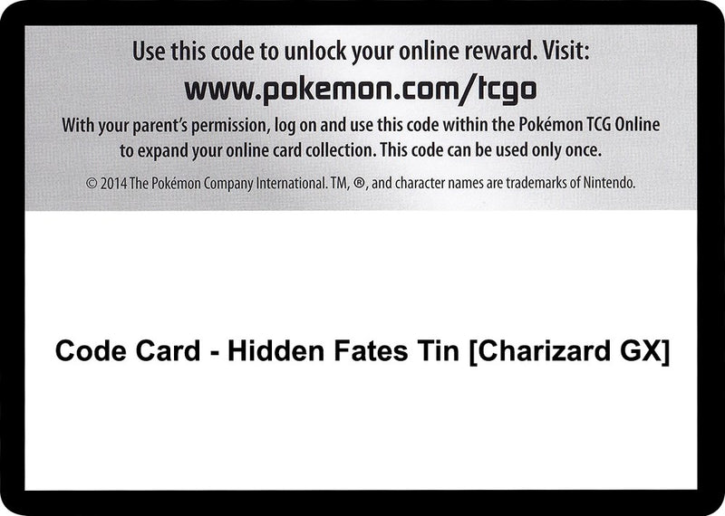 Code Card - Hidden Fates Tin [Charizard GX]