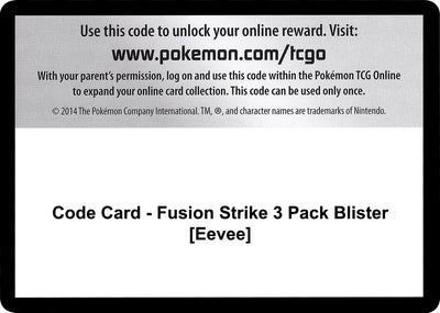 Code Card - Fusion Strike 3 Pack Blister [Eevee] (SWSH08: Fusion Strike)
