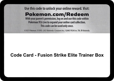 Code Card - Fusion Strike Elite Trainer Box (SWSH08: Fusion Strike)