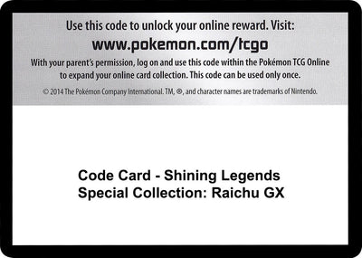 Code Card - Shining Legends Special Collection: Raichu GX (Shining Legends)
