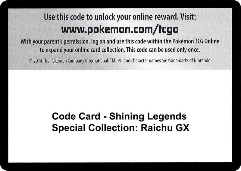 Image for Code Card - Shining Legends Special Collection: Raichu GX (Shining Legends) - Pokemon