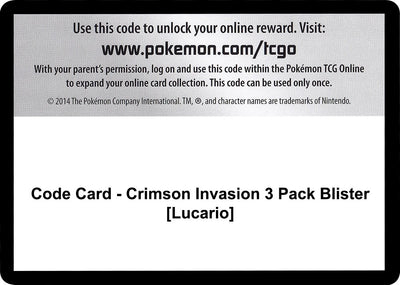 Code Card - Crimson Invasion 3 Pack Blister [Lucario] (SM - Crimson Invasion)