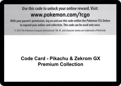 Code Card - Pikachu & Zekrom GX Premium Collection