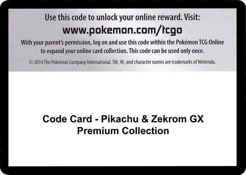 Code Card - Pikachu & Zekrom GX Premium Collection
