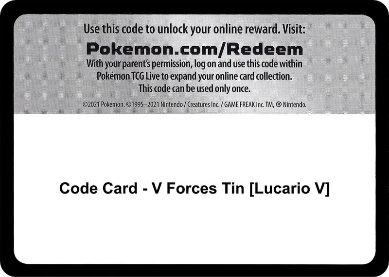 Code Card - V Forces Tin [Lucario V]