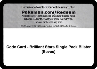 Code Card - Brilliant Stars Single Pack Blister [Eevee] (SWSH09: Brilliant Stars)