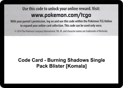 Code Card - Burning Shadows Single Pack Blister [Komala] (SM - Burning Shadows)