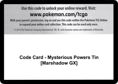 Code Card - Mysterious Powers Tin [Marshadow GX] (SM - Burning Shadows)