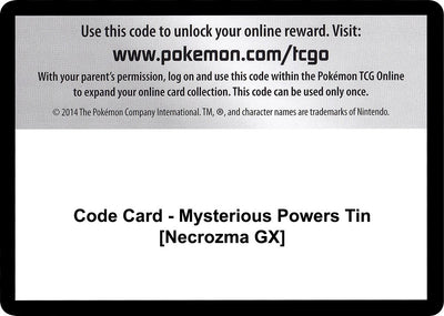 Code Card - Mysterious Powers Tin [Necrozma GX] (SM - Burning Shadows)