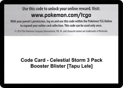 Code Card - Celestial Storm 3 Pack Booster Blister [Tapu Lele] (SM - Celestial Storm)